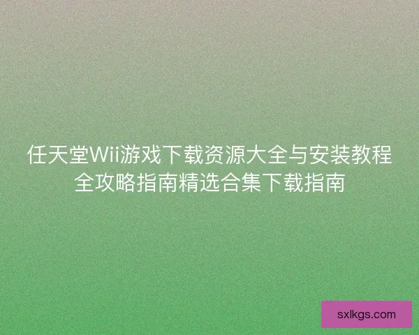 任天堂Wii游戏下载资源大全与安装教程全攻略指南精选合集下载指南