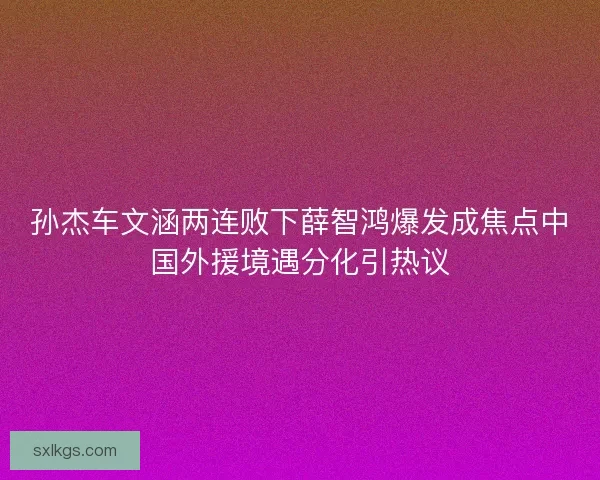 孙杰车文涵两连败下薛智鸿爆发成焦点中国外援境遇分化引热议